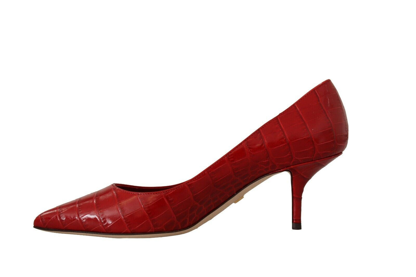 Dolce & Gabbana Elegant Red Leather Mid-Heel Pumps