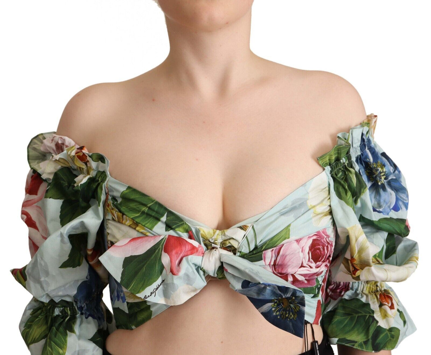 Dolce & Gabbana Chic Floral Open-Shoulder Crop Top