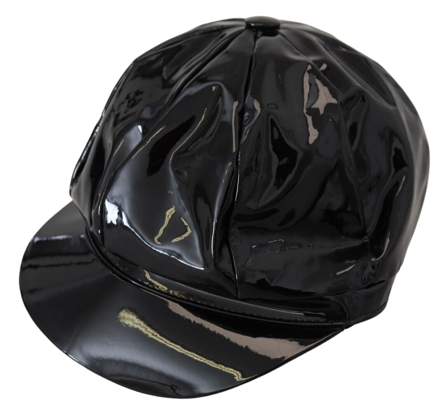 Dolce & Gabbana Elegant Black Leather Cabbie Hat