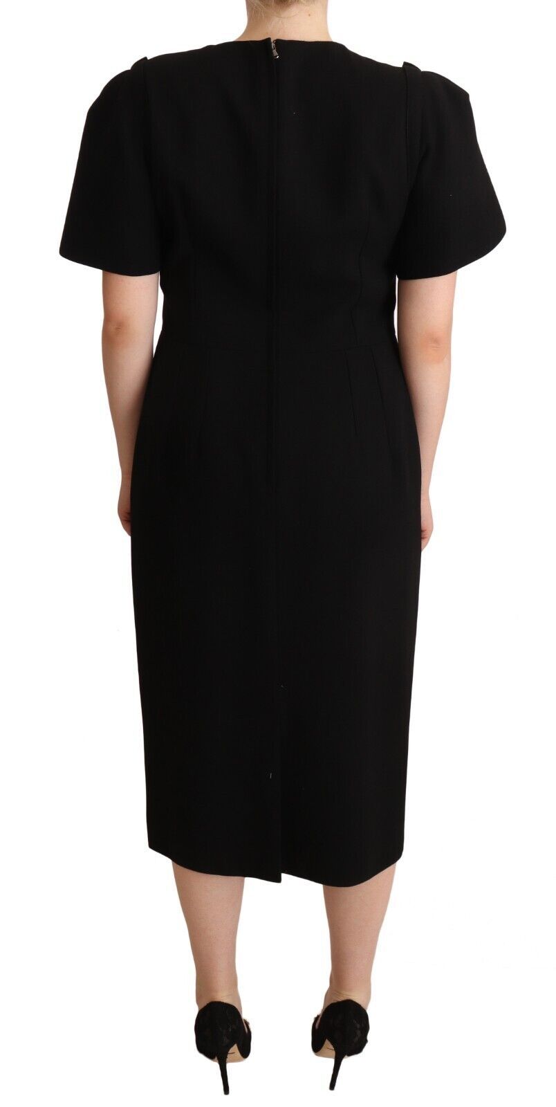 Dolce & Gabbana Elegant Black Midi Dress with Bow Detail