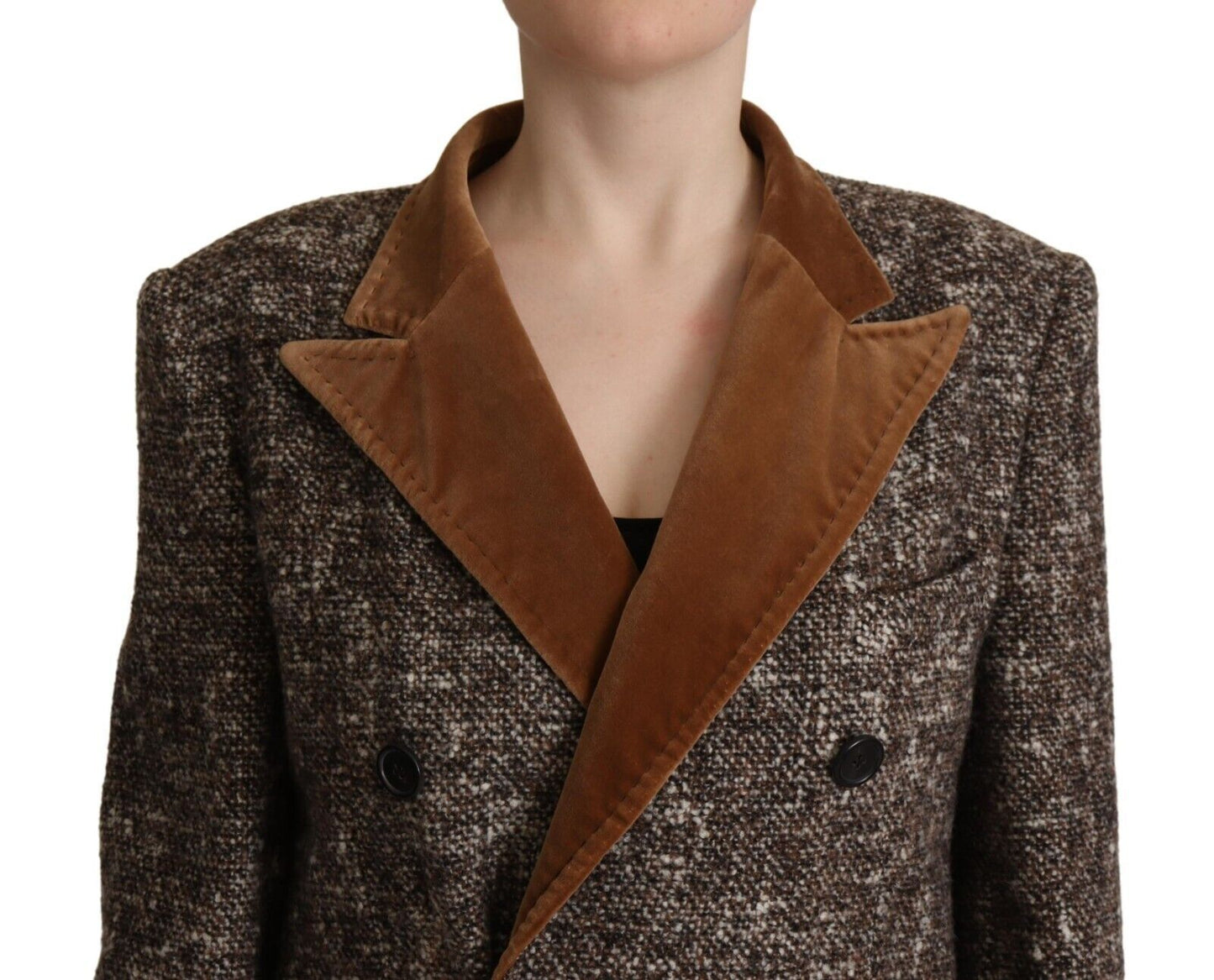 Dolce & Gabbana Brown Wool Double Breasted Trench Coat Jacket