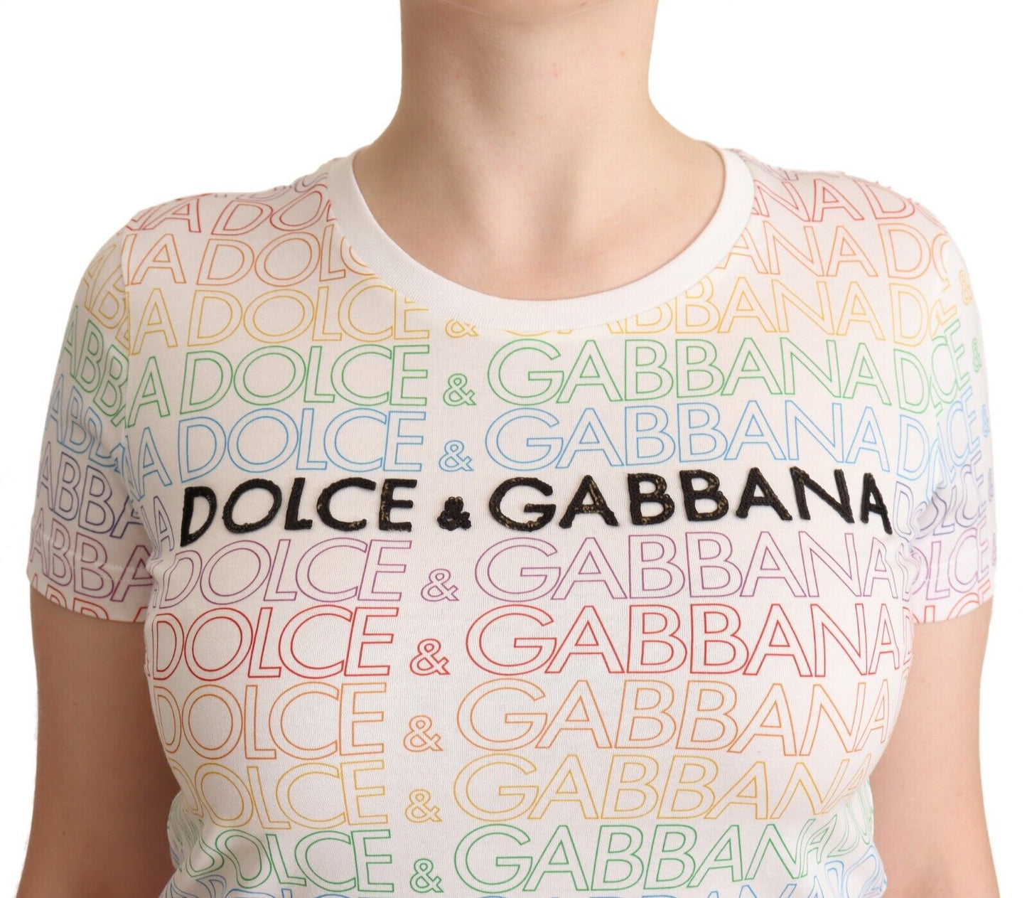 Dolce & Gabbana Chic White Logo Cotton Crewneck Tee