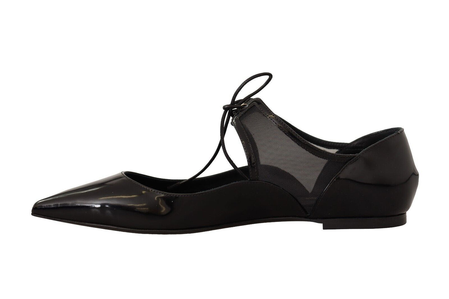 Dolce & Gabbana Elegant Pointed Toe Lace-Up Ballerina Flats