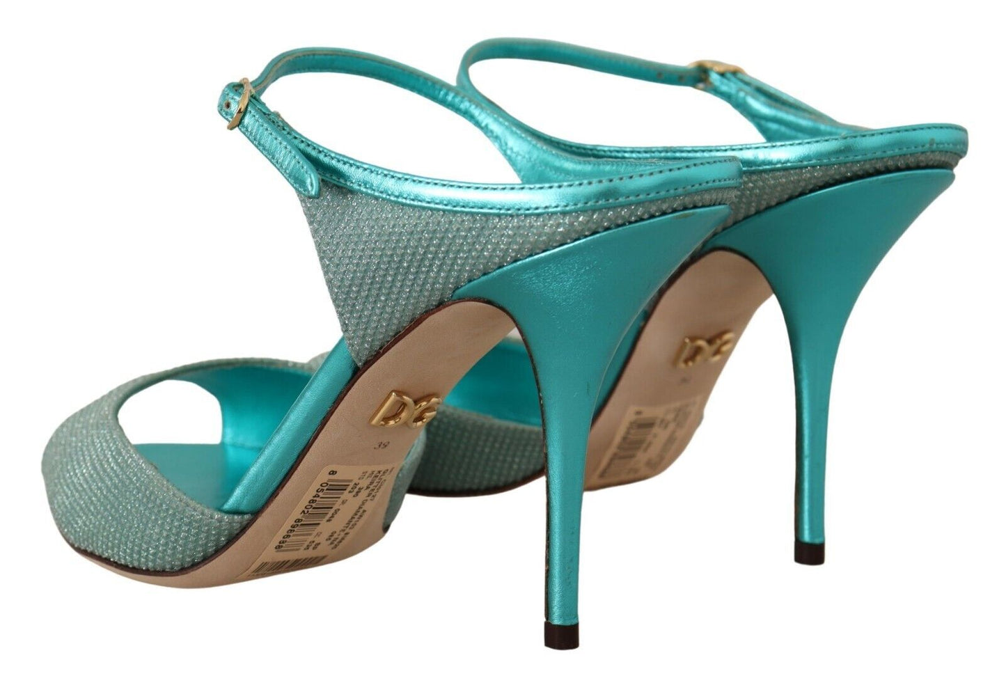 Dolce & Gabbana Aqua Blue Glitter Heels Sandals