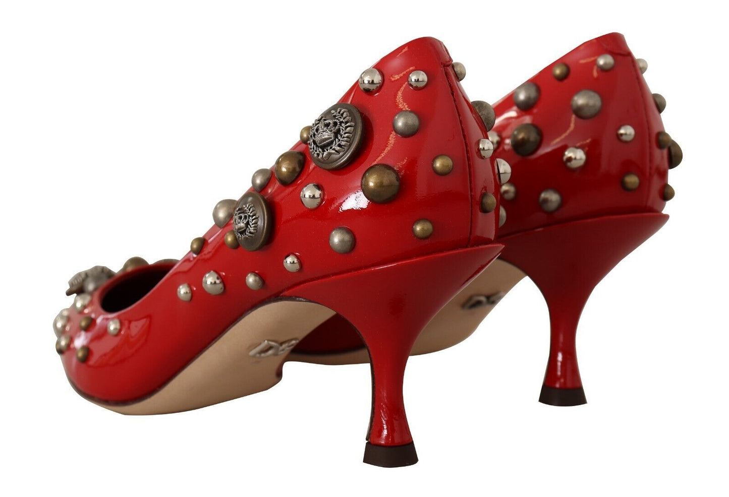 Dolce & Gabbana Radiant Red Patent Leather Pumps with Stud Accents