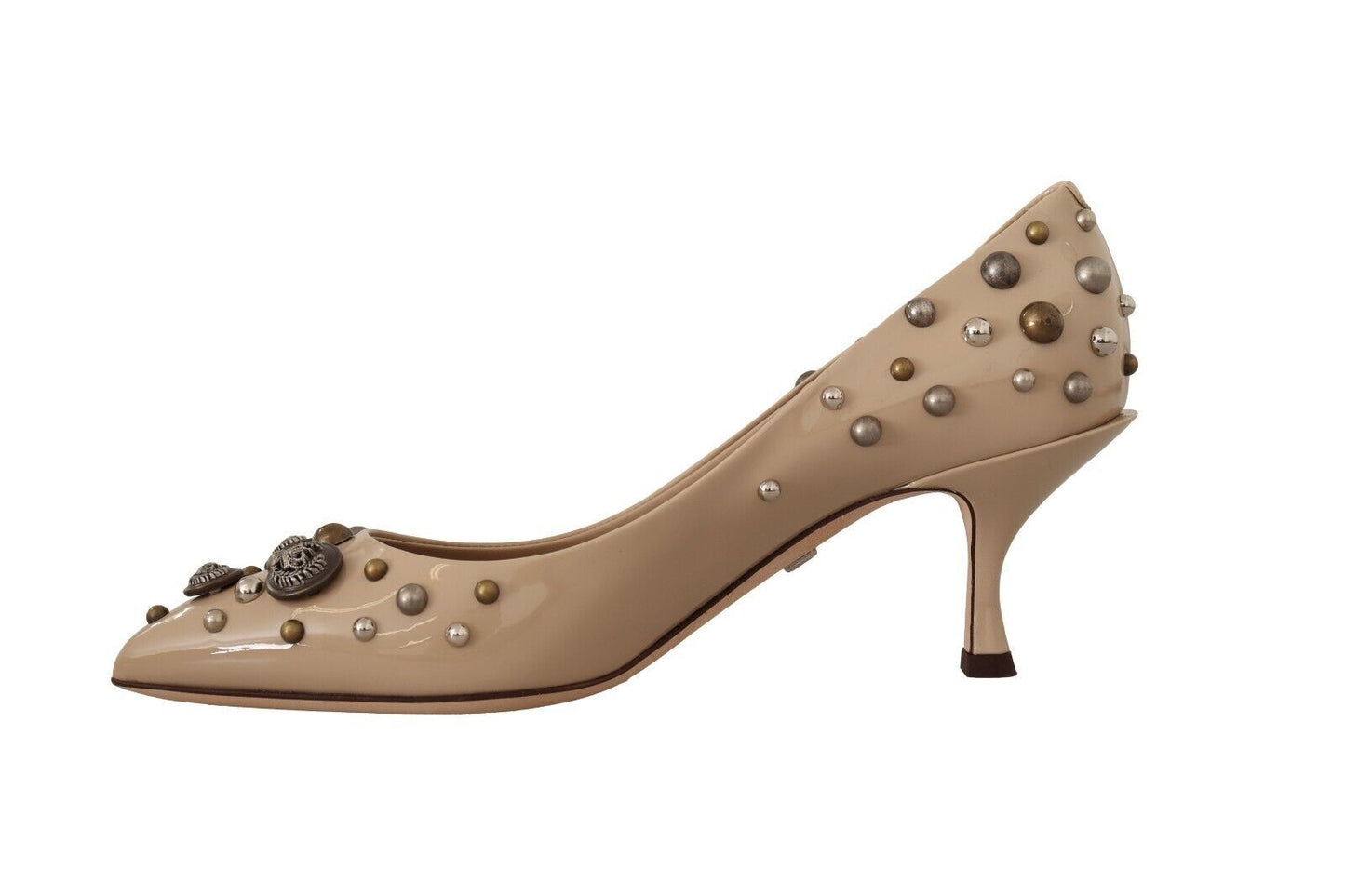 Dolce & Gabbana Chic Beige Leather Pumps with Kitten Heels