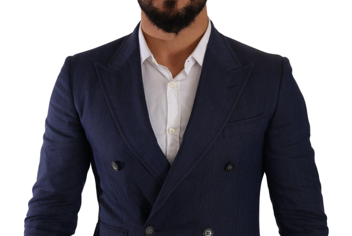 Dolce & Gabbana Elegant Slim Fit Silk Blend Blazer in Blue