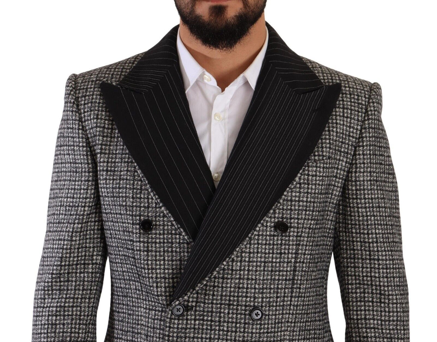 Dolce & Gabbana Gray Wool Double Breasted Jacket Coat Blazer