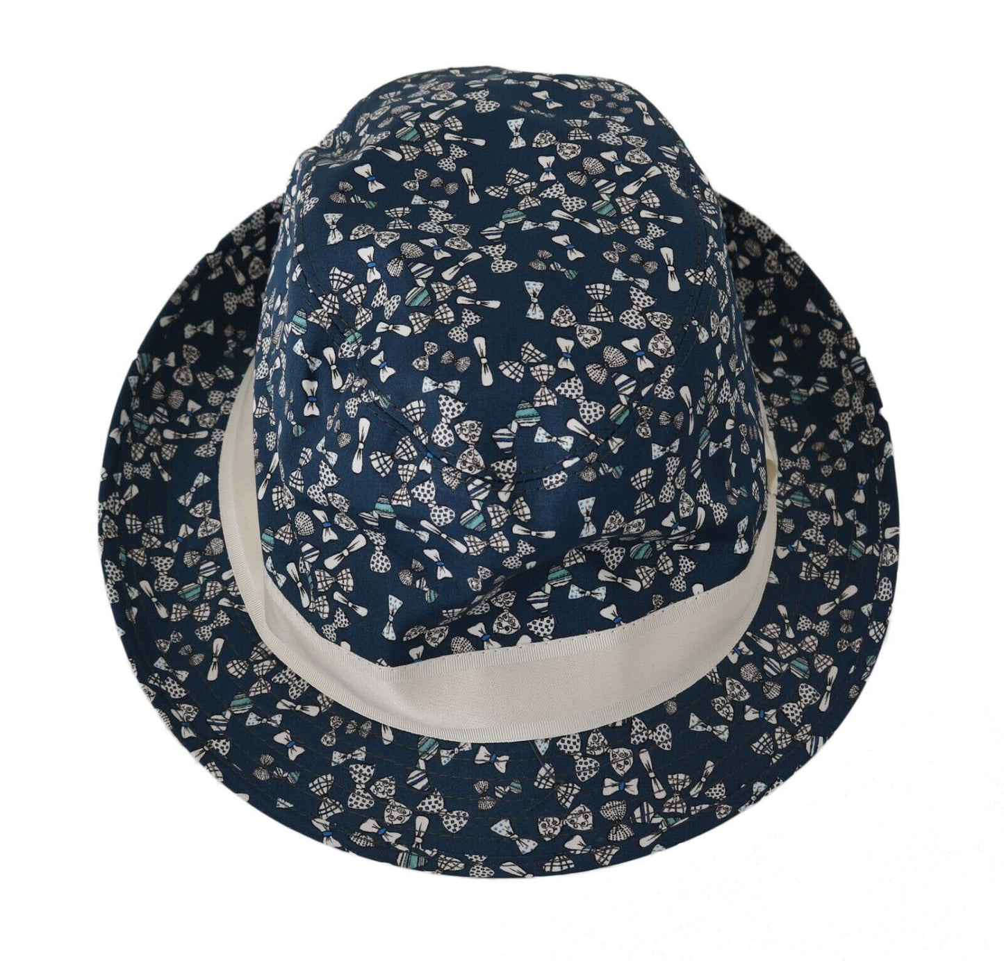 Dolce & Gabbana Elegant Bow Print Fedora Hat in Blue & White