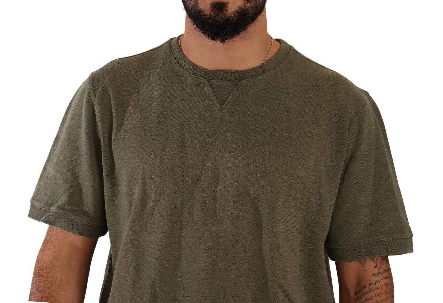 Paolo Pecora Milano Army Green Crew Neck Cotton Tee