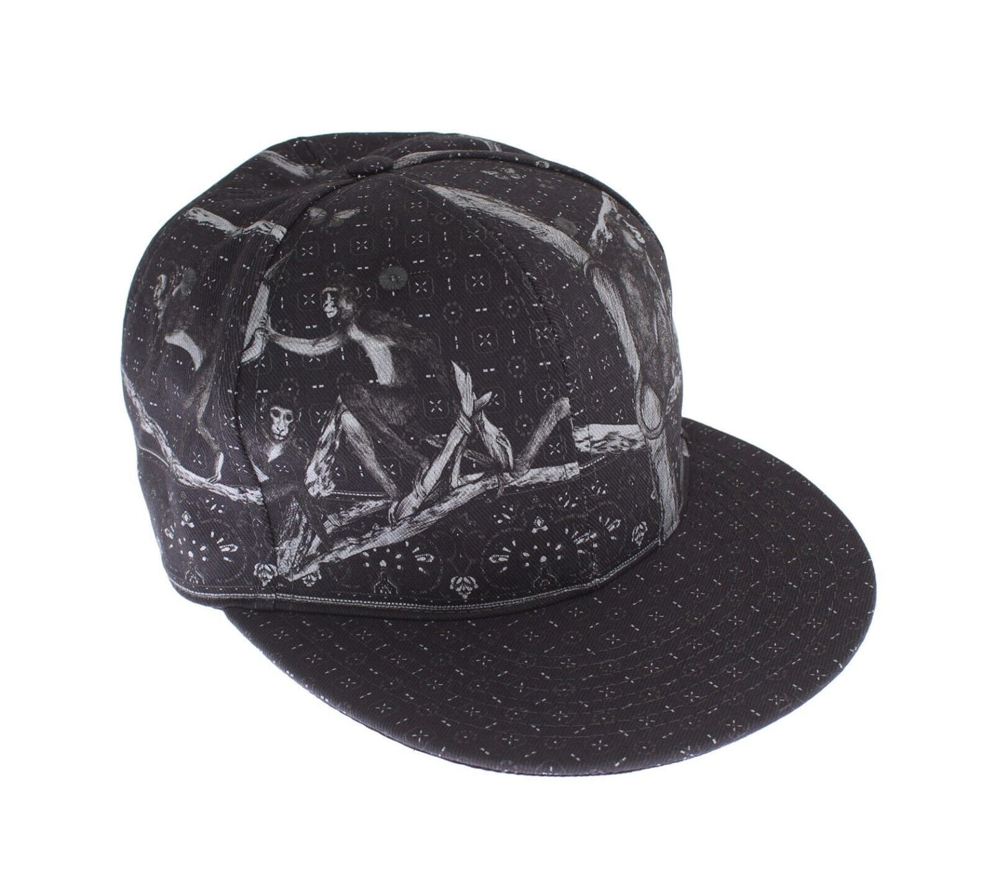 Dolce & Gabbana Chic Monkey Print Baseball Cap Dark Grey