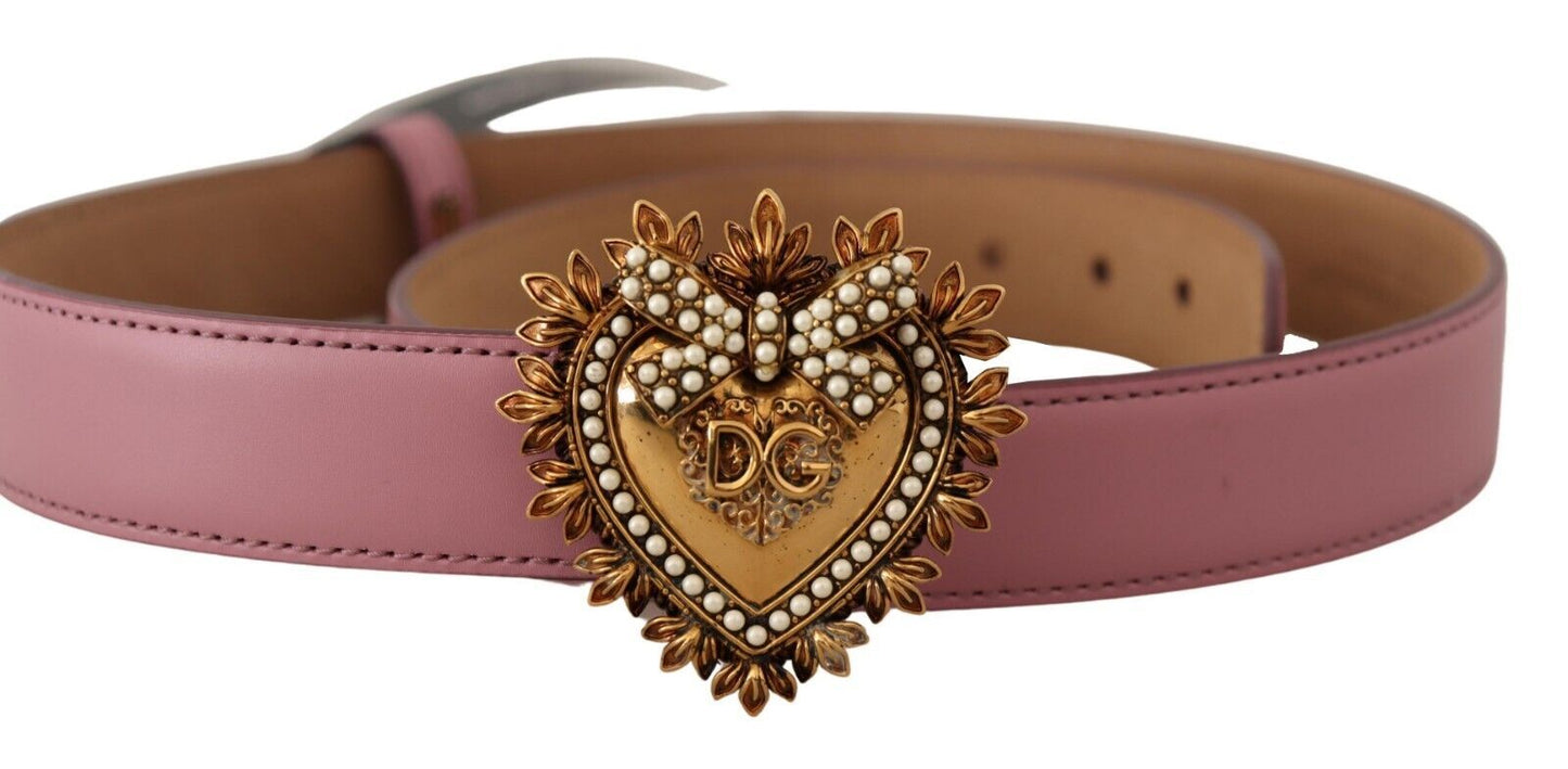 Dolce & Gabbana Elegant Pink Patent Heart Buckle Belt