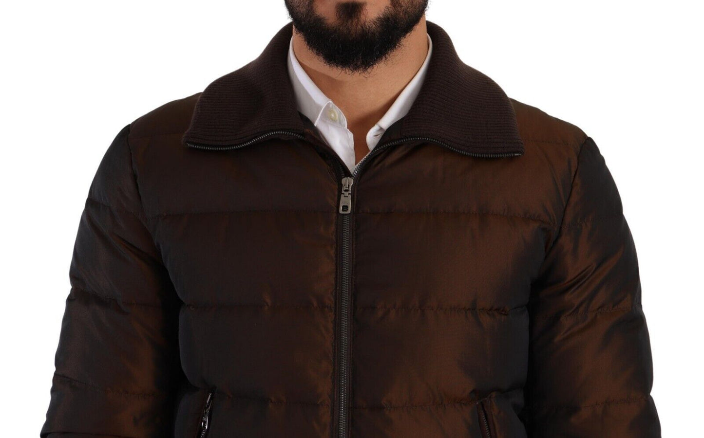 Dolce & Gabbana Elegant Brown Quilted Puffer Jacket