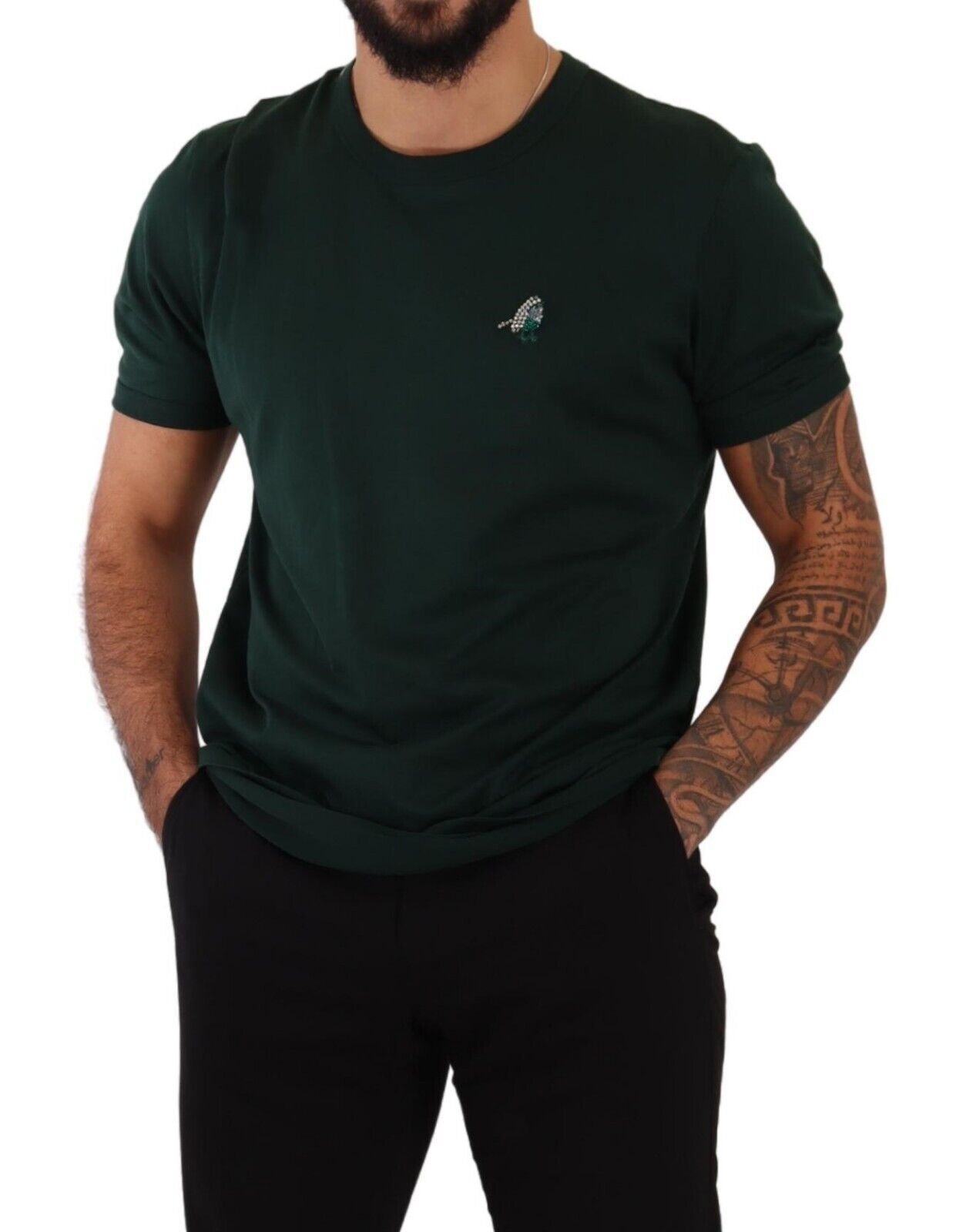 Dolce & Gabbana Elegant Dark Green Crew Neck Tee