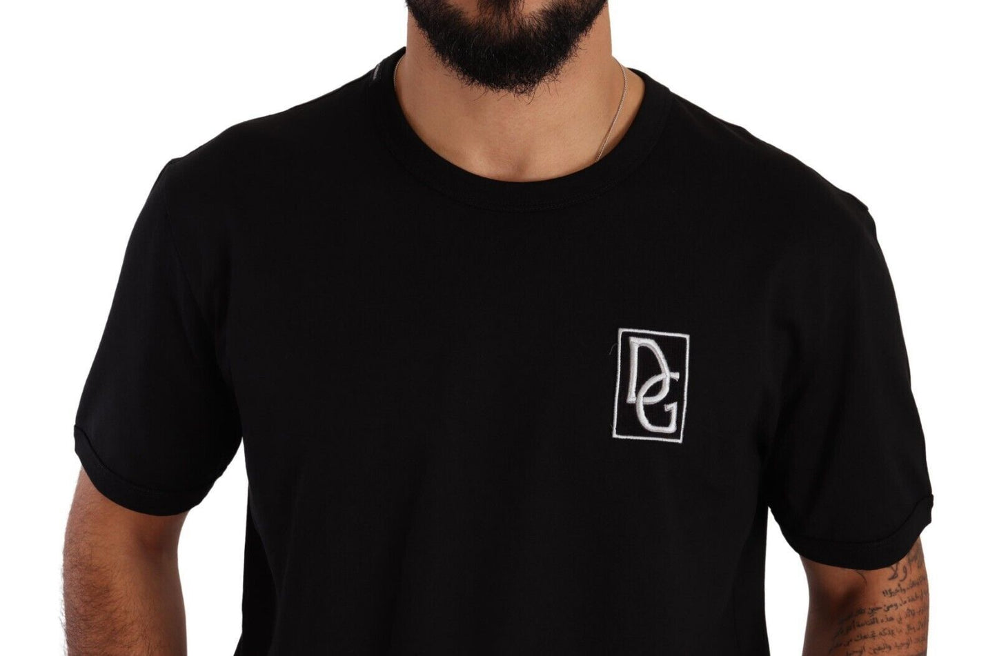 Dolce & Gabbana Elegant Black Logo Embroidered Cotton Tee