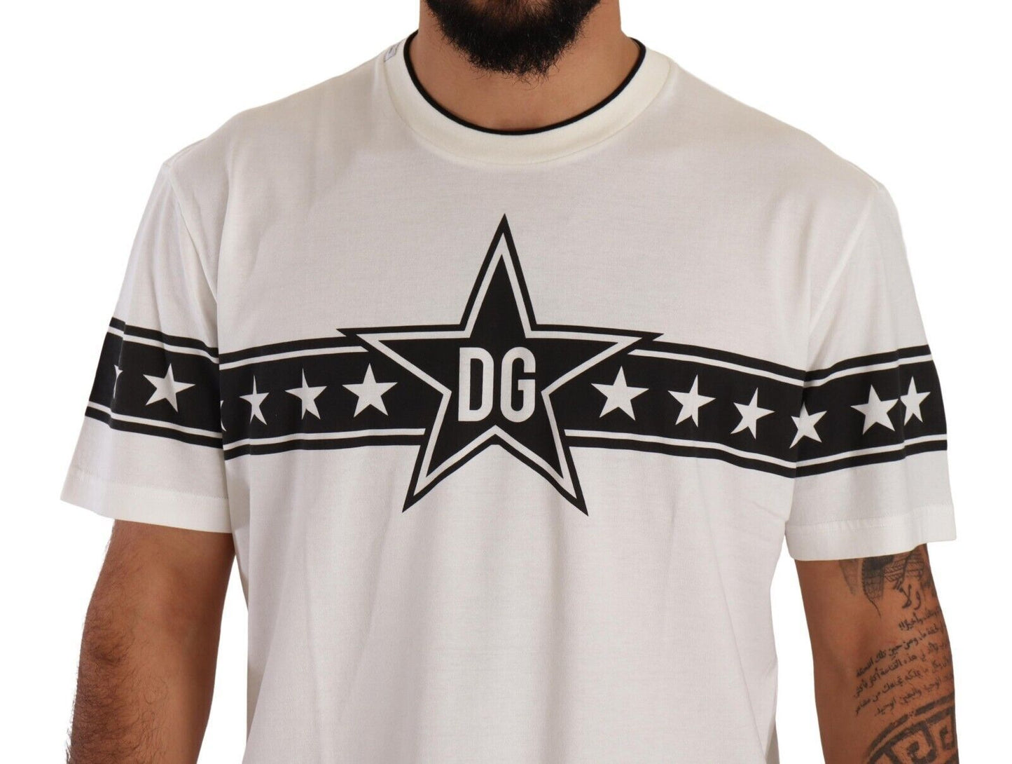 Dolce & Gabbana Stellar White Crew Neck Tee with Logo Detail