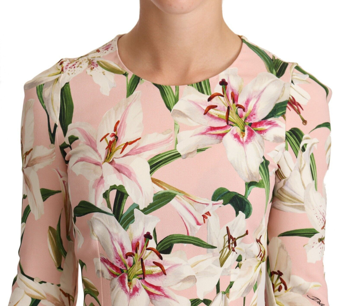 Dolce & Gabbana Pastel Pink Lily Print Fitted Blouse