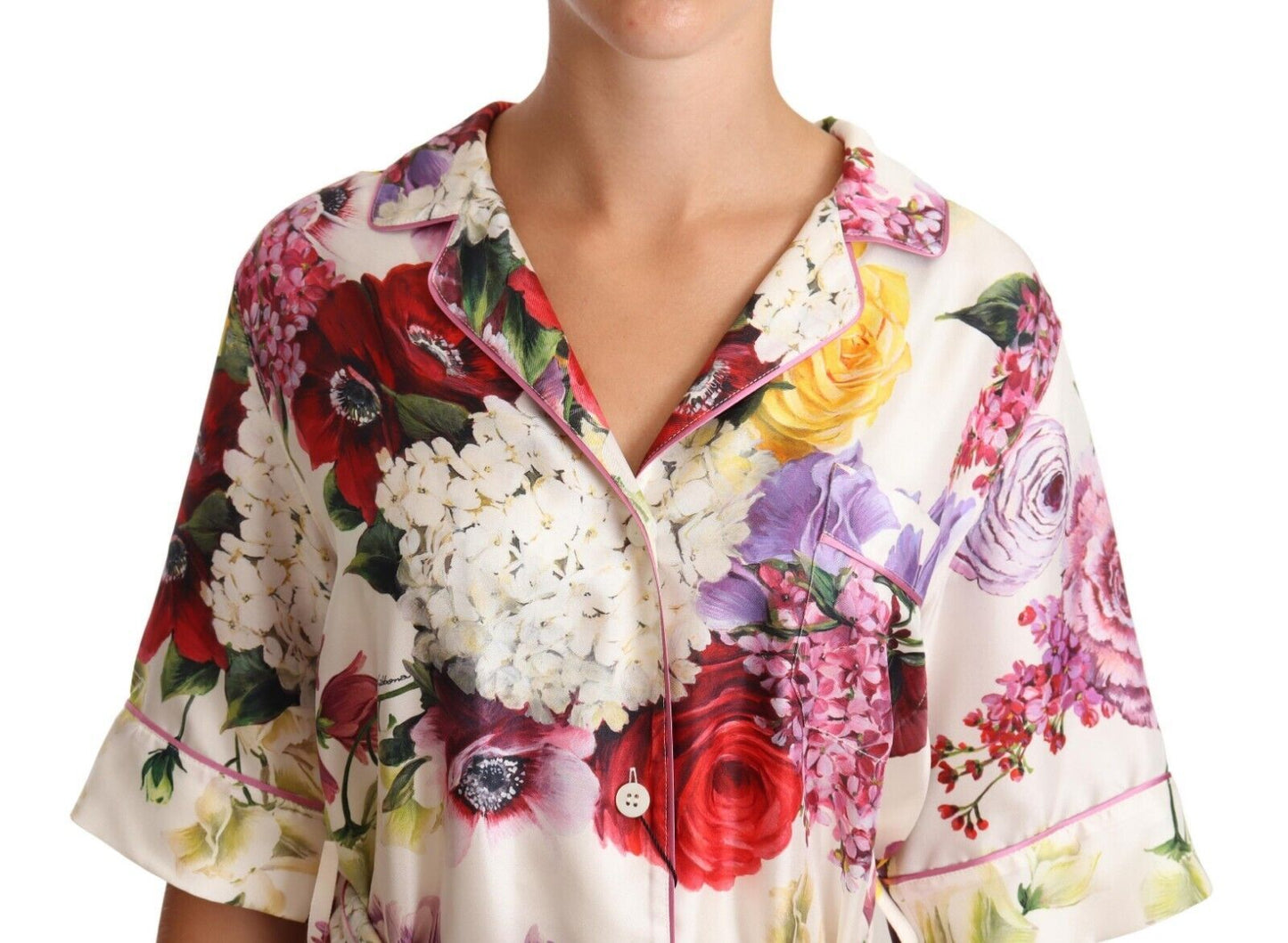 Dolce & Gabbana Elegant Silk Floral Pajama-Style Blouse