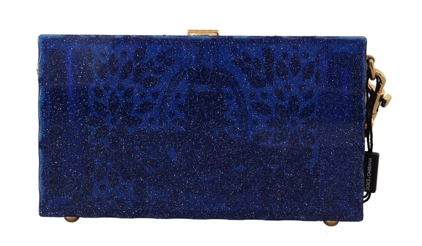 Dolce & Gabbana Crystal Embellished Blue Box Bag