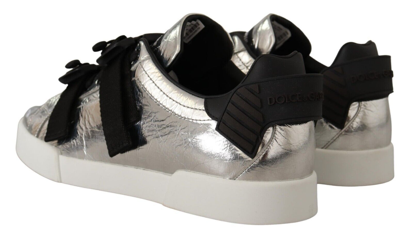 Dolce & Gabbana Elegant Black Silver Low Top Sneakers