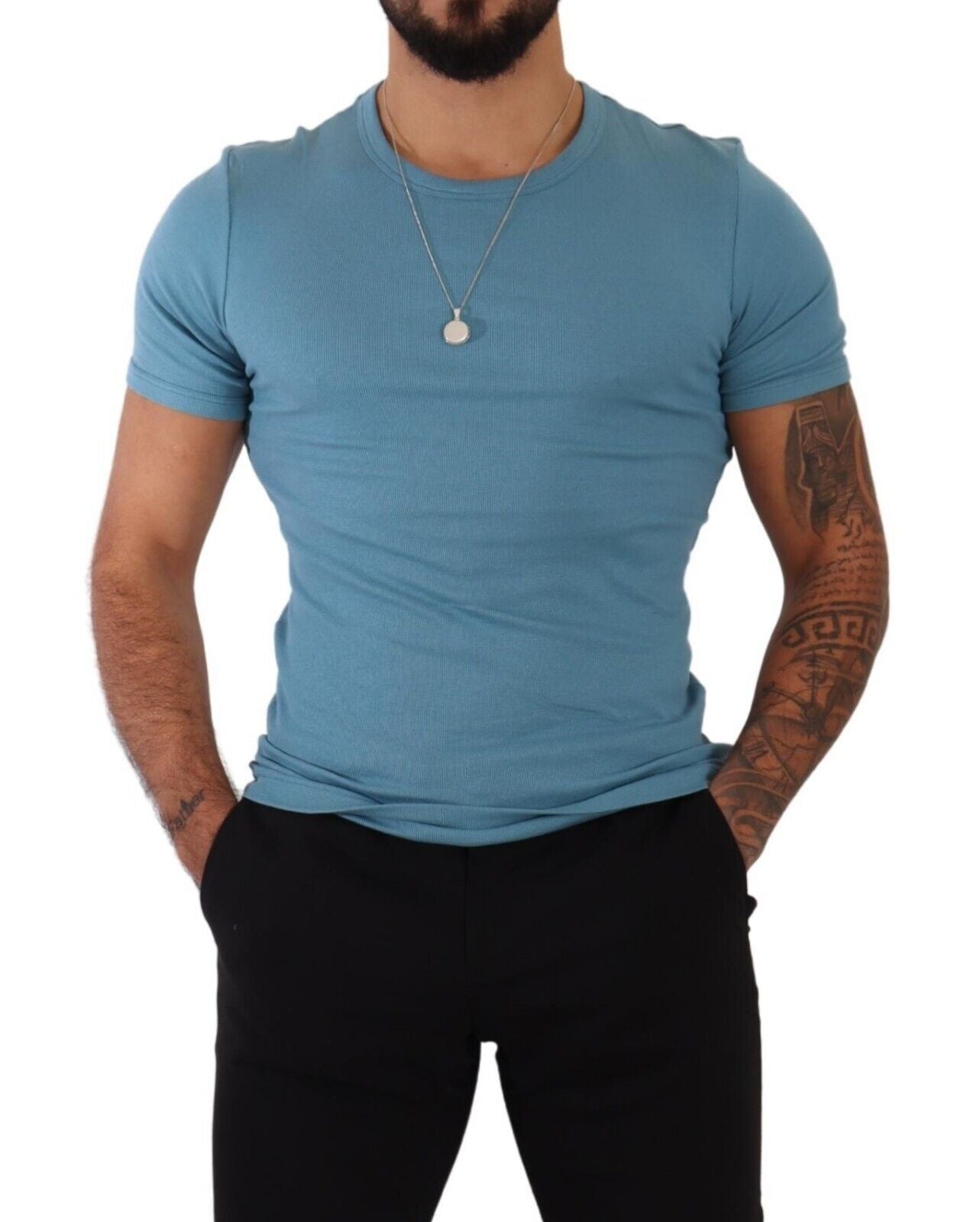 Dolce & Gabbana Elegant Blue Cotton Blend Round Neck Tee