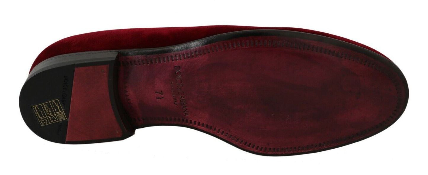 Dolce & Gabbana Elegant Bordeaux Velvet Loafers