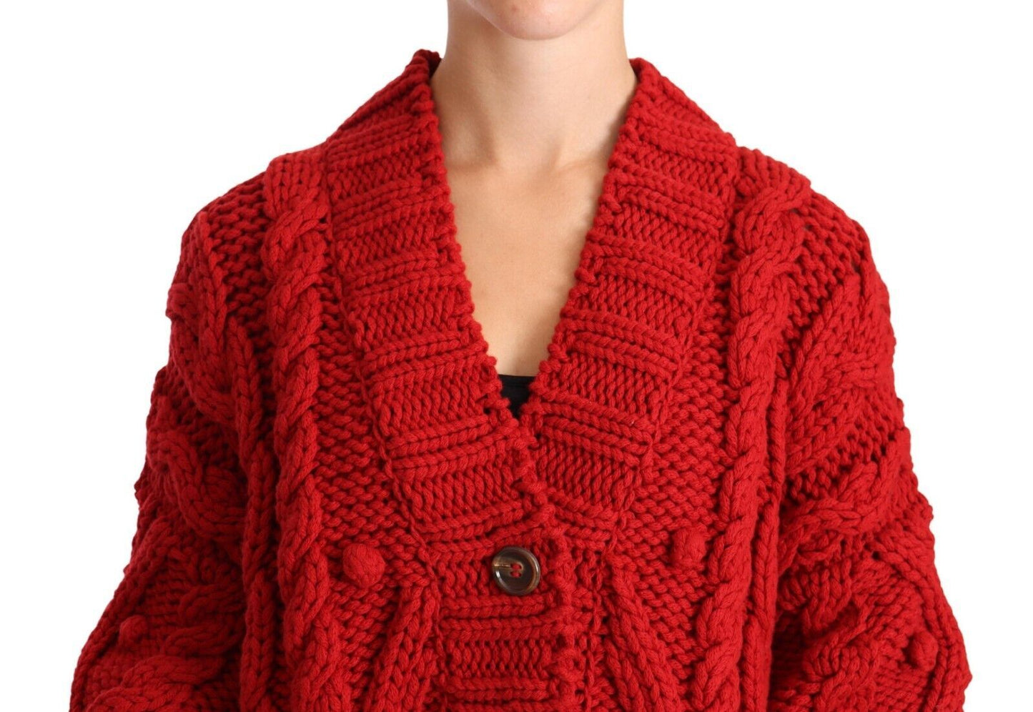 Dolce & Gabbana Ravishing Red Virgin Wool Cardigan