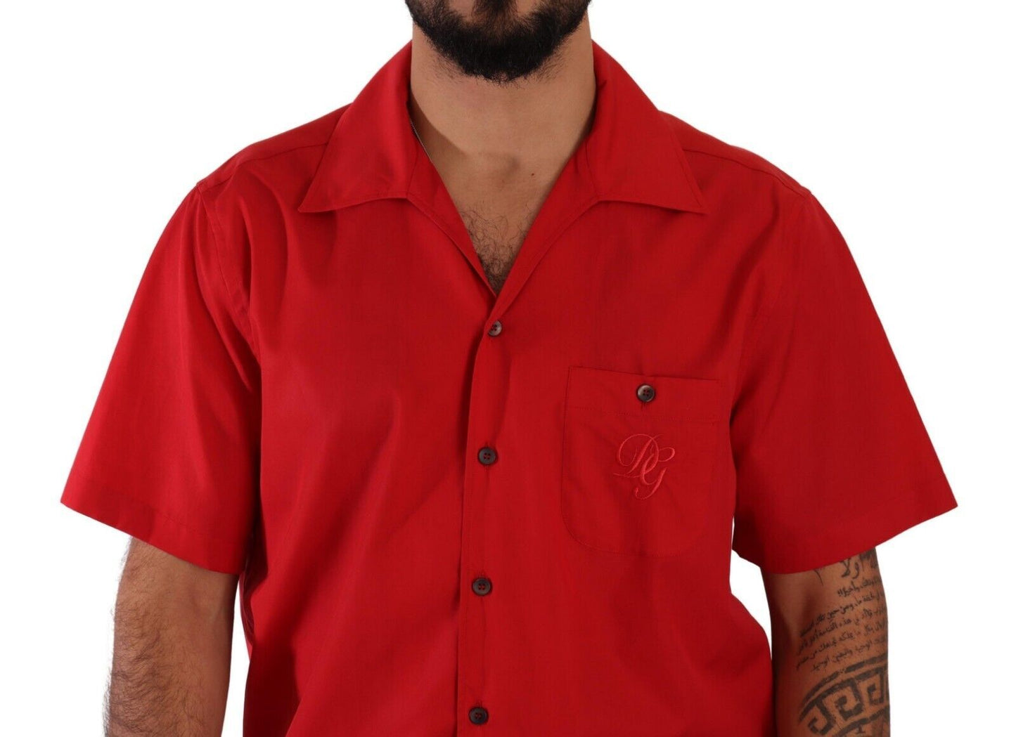 Dolce & Gabbana Radiant Red Cotton Button-Down Shirt