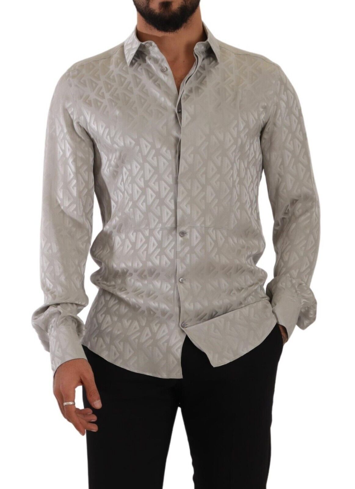 Dolce & Gabbana Sleek Metallic Grey Silk Dress Shirt