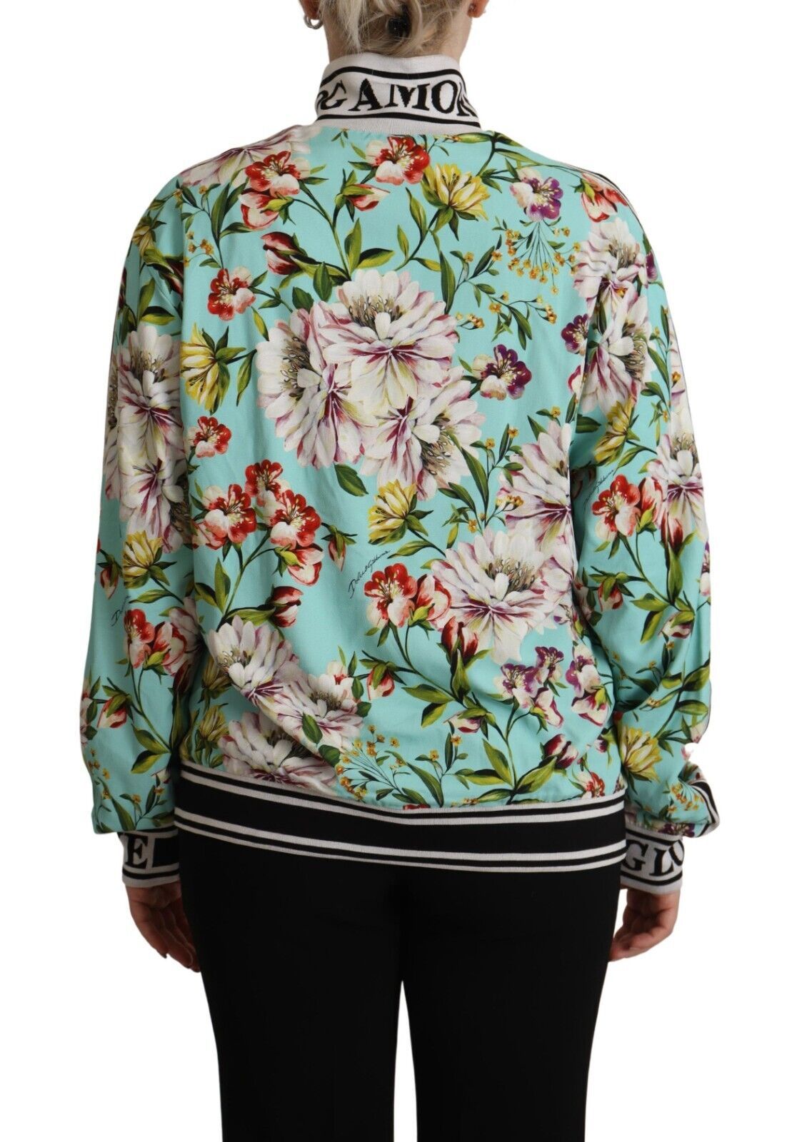 Dolce & Gabbana Floral Zip Bomber Sweater Extravaganza