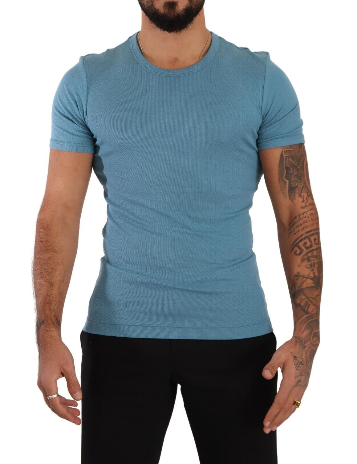 Dolce & Gabbana Elegant Blue Cotton Blend Round Neck Tee