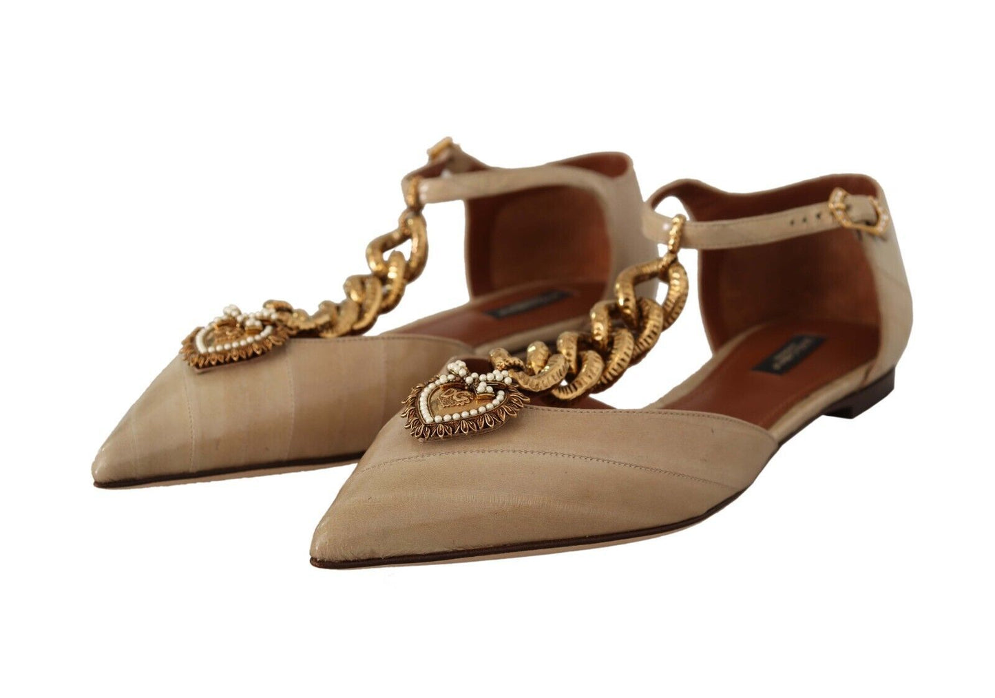 Dolce & Gabbana Elegant Heart Devotion Chain Embellished Sandals