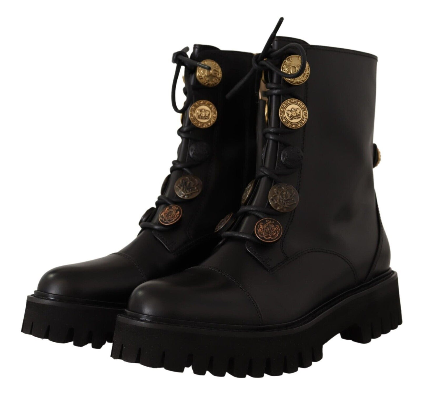 Dolce & Gabbana Authentic Leather Biker Boots in Chic Black