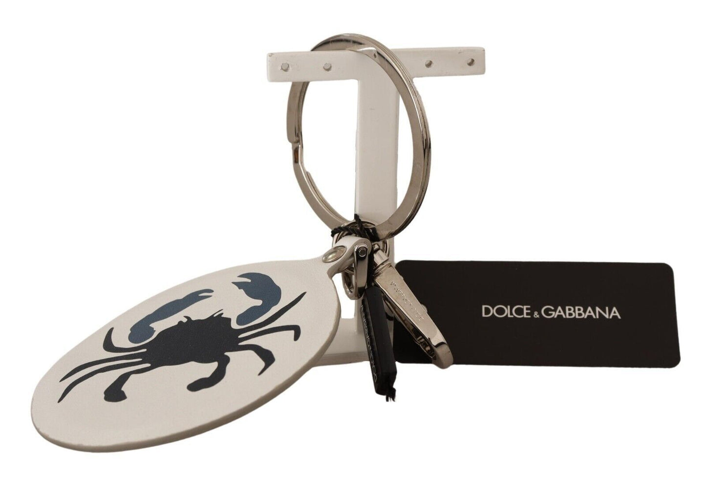 Dolce & Gabbana Elegant White Leather Keychain