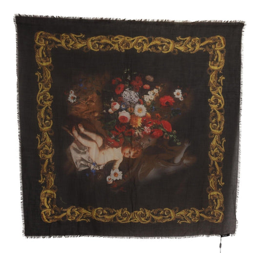 Dolce & Gabbana Elegant Floral Cashmere Silk Scarf