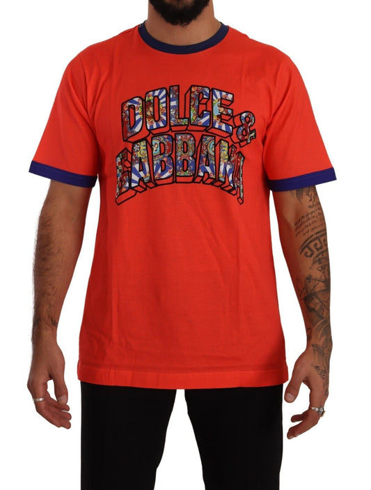 Dolce & Gabbana Elegant Orange Crew Neck Logo Tee