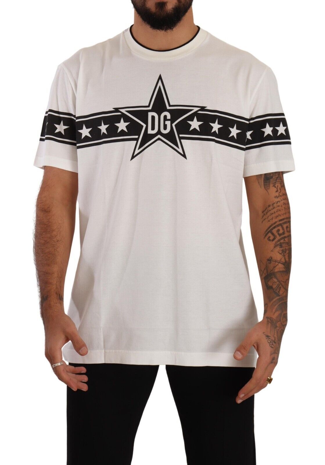 Dolce & Gabbana Stellar White Crew Neck Tee with Logo Detail