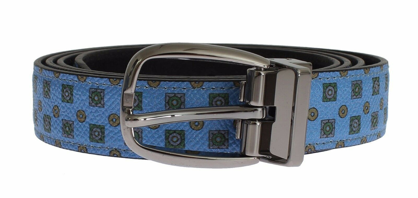 Dolce & Gabbana Exquisite Blue Baroque Silk Tie & Leather Belt Set