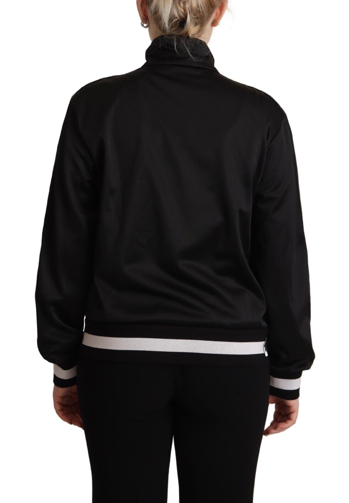 Dolce & Gabbana Elegant Zip-Up Bomber Sweater in Black & White