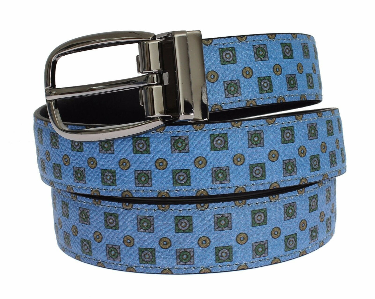 Dolce & Gabbana Exquisite Blue Baroque Silk Tie & Leather Belt Set