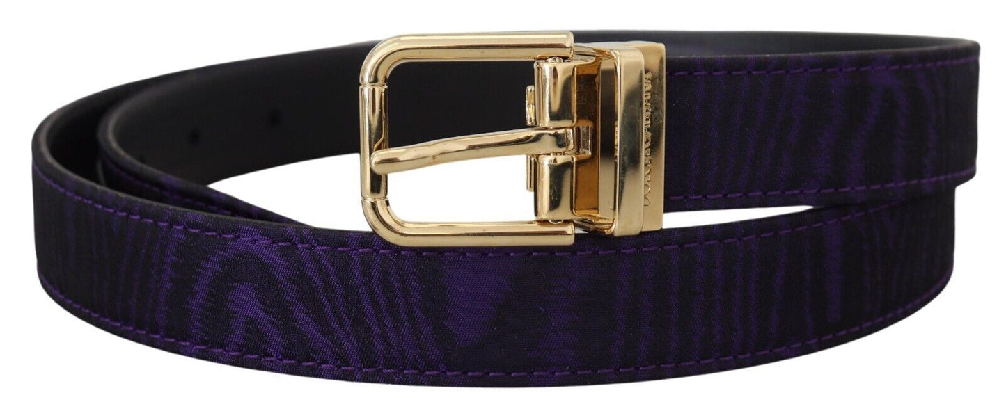 Dolce & Gabbana Elegant Purple Jacquard Leather Belt