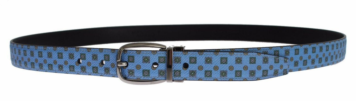 Dolce & Gabbana Exquisite Blue Baroque Silk Tie & Leather Belt Set