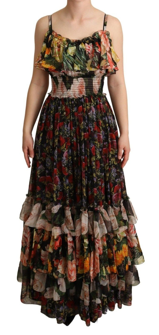 Dolce & Gabbana Exquisite Floral Empire Silk Long Dress