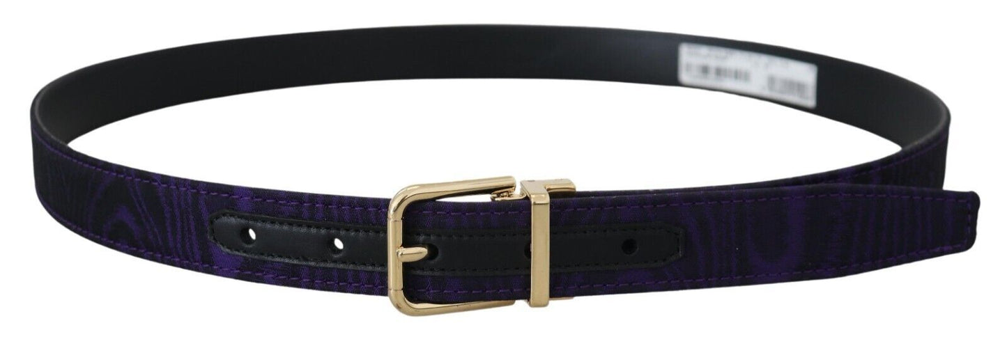 Dolce & Gabbana Elegant Purple Jacquard Leather Belt