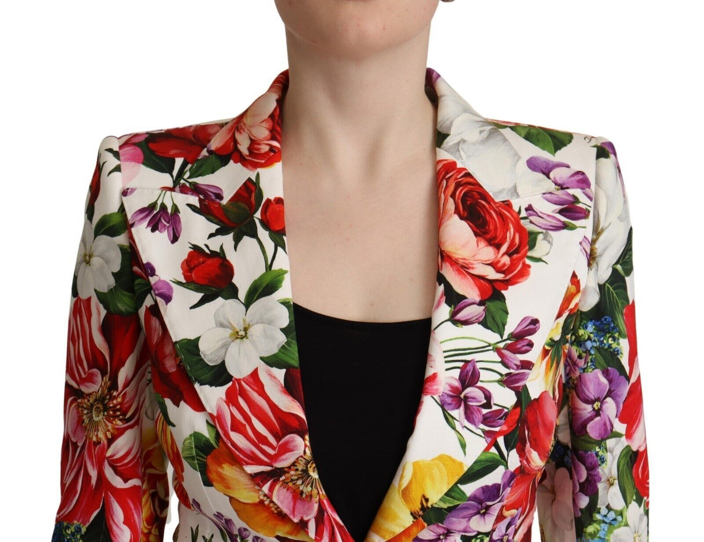 Dolce & Gabbana Elegant Floral Stretch Cotton Blazer Jacket