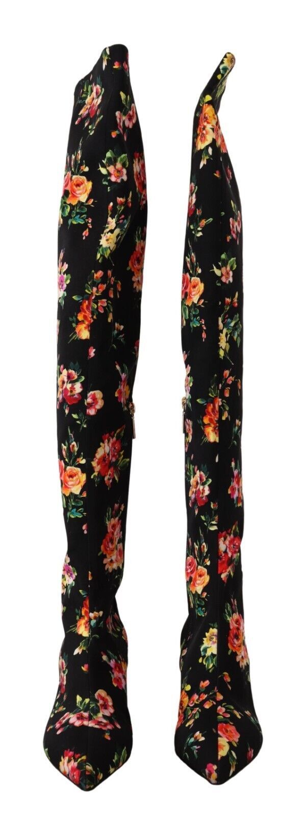 Dolce & Gabbana Floral Charmeuse Knee High Boots