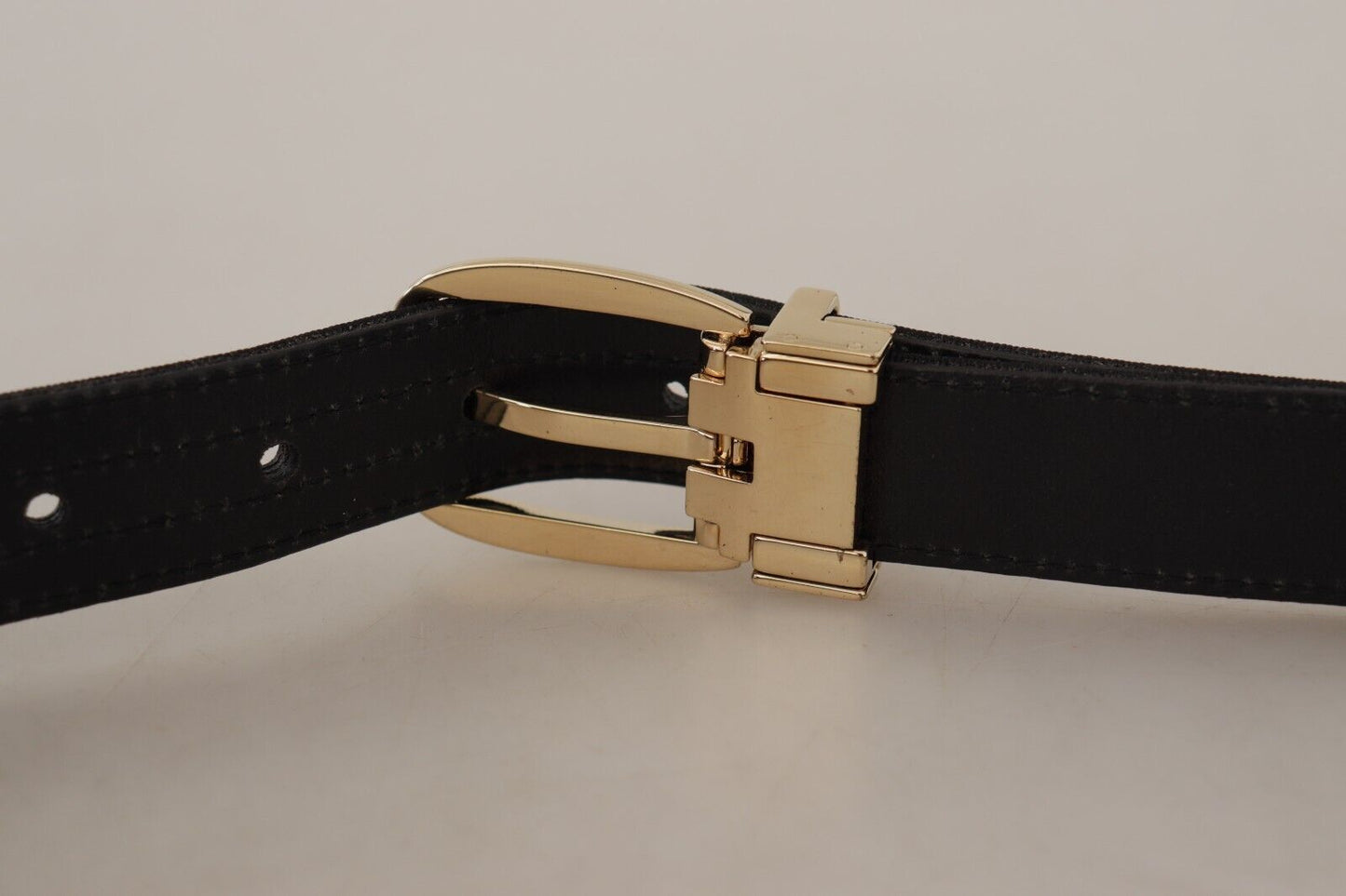 Dolce & Gabbana Chic Grosgrain Leather Belt with Gold Tone Buckle