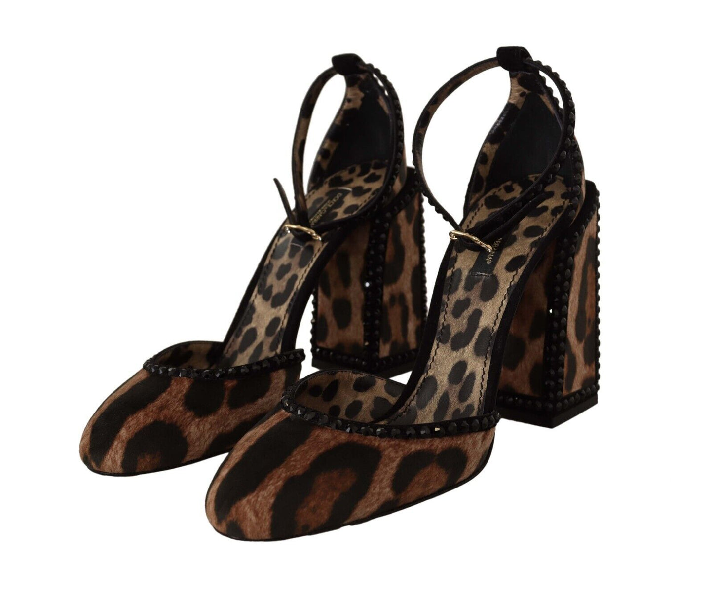 Dolce & Gabbana Chic Brown Leopard Ankle Strap Heels