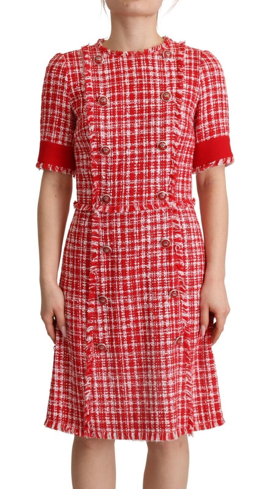 Dolce & Gabbana Chic Checkered Sheath Knee-Length Dress