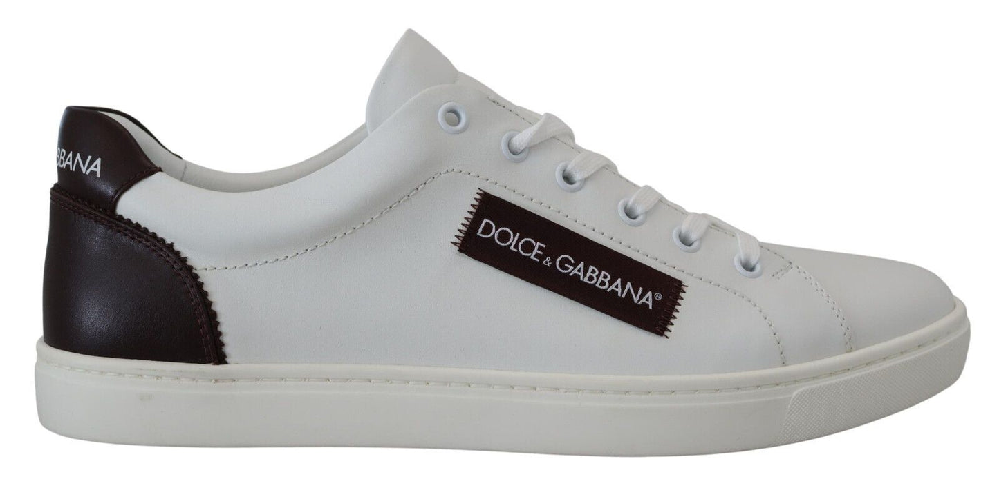 Dolce & Gabbana Elegant White Leather Low-Top Sneakers